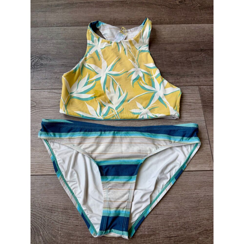 Carve Designs 2 Piece Palm Striped Bikini Bathing Suit Reversible